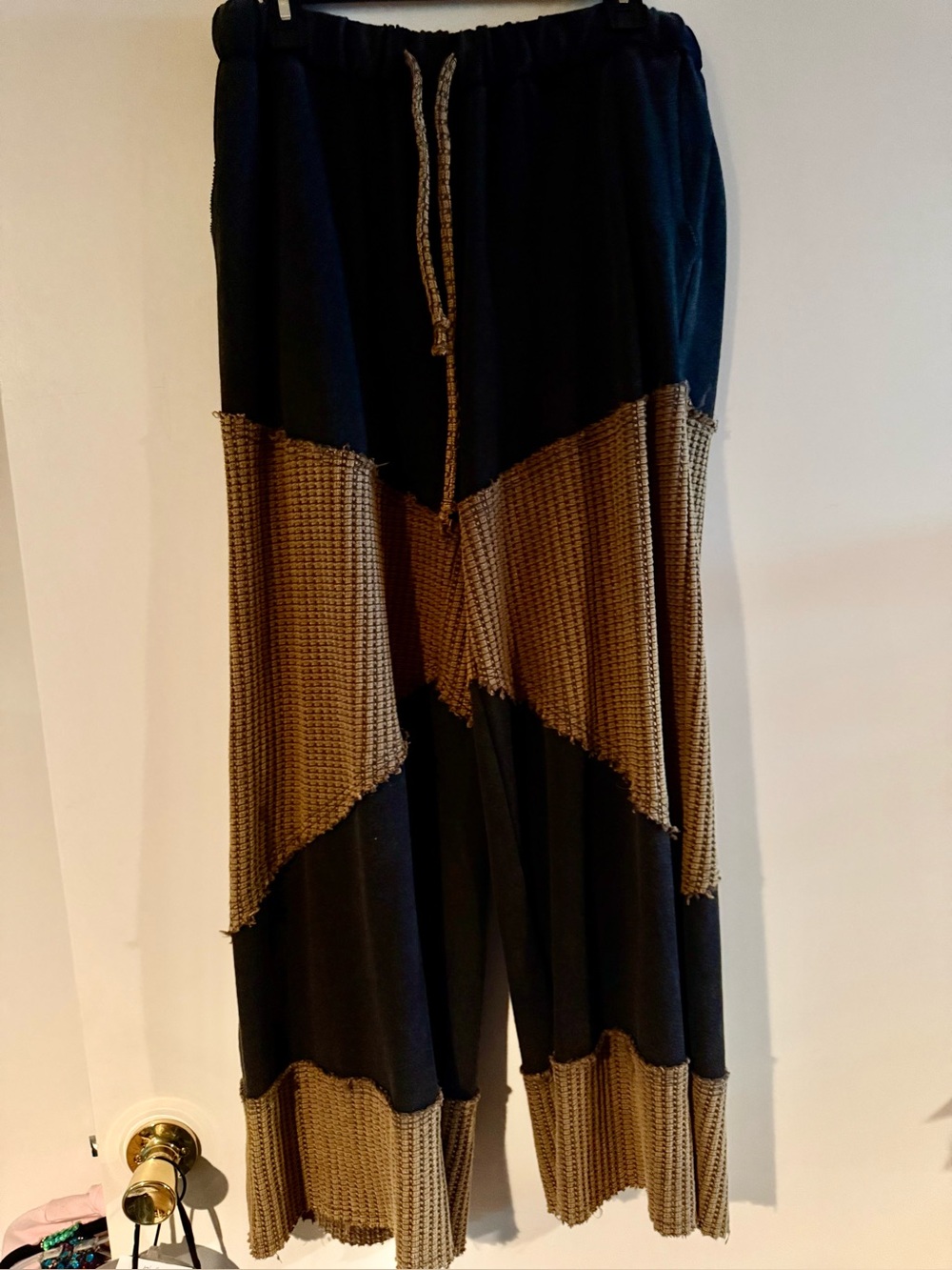 POL Black and Brown Colorblock Wide-Leg Pants